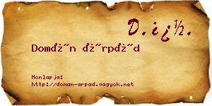 Domán Árpád névjegykártya