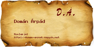 Domán Árpád névjegykártya